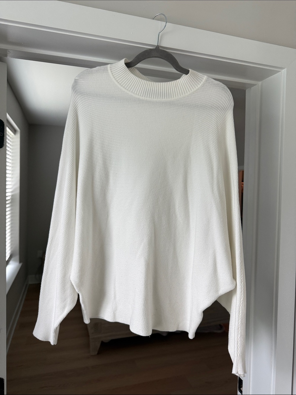 Classic White Ribbed Crewneck Sweater